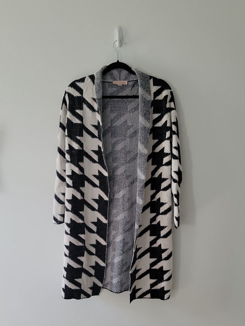 Black and White Houndstooth Women Sweater